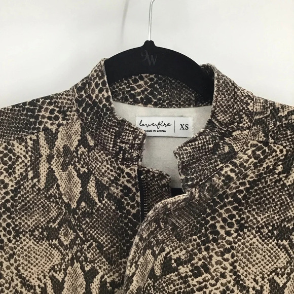 Love Fire Reptile Twill Bomber Jacket In Denim Fabric - Picture 3 of 8